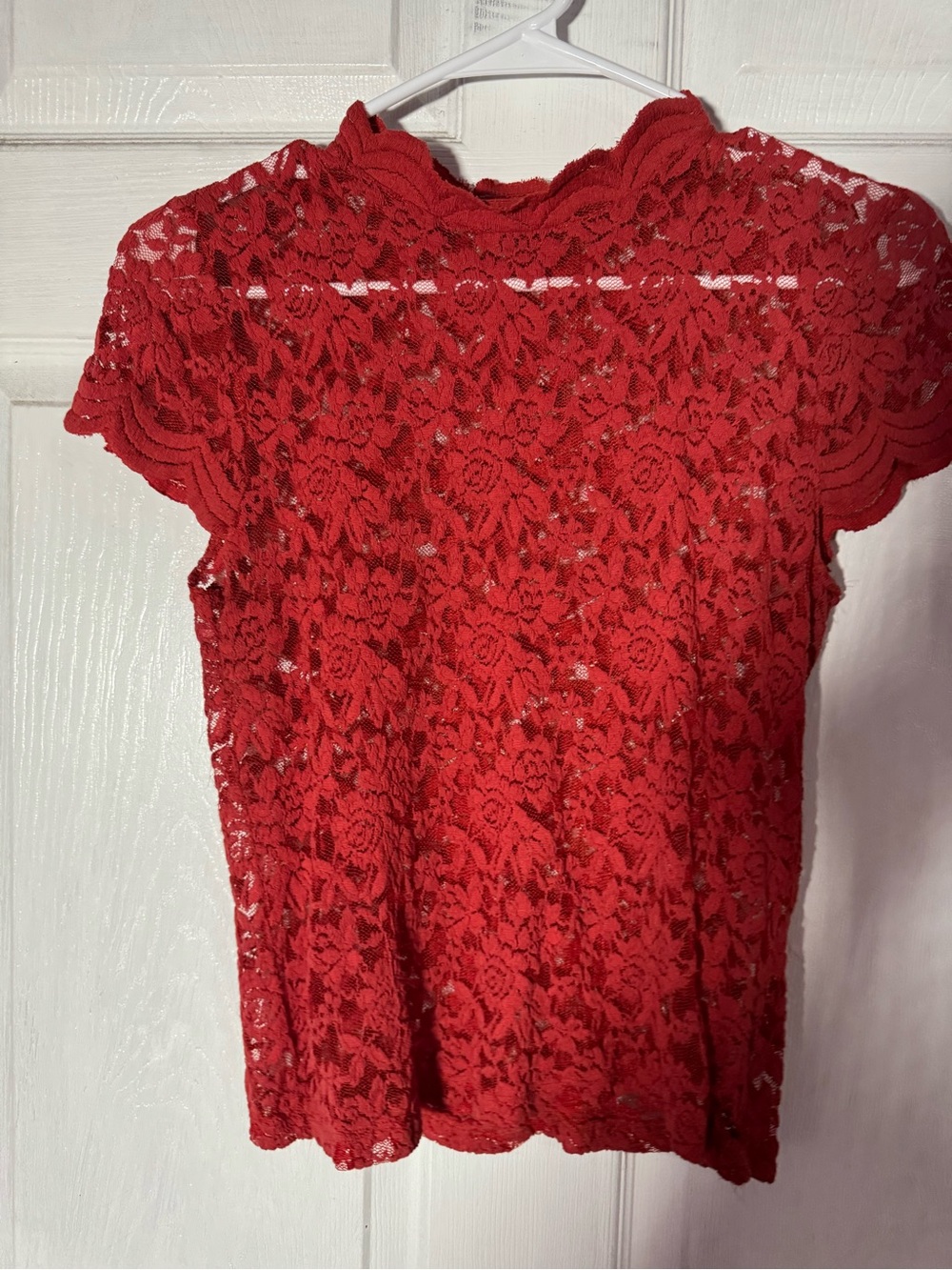 Women's orange Lace Short-Sleeve Top